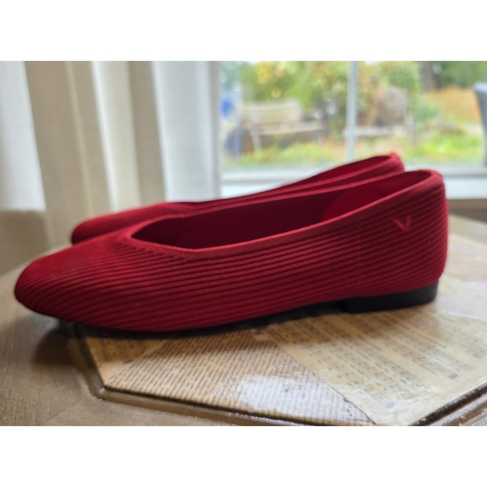 VIVAIA Margot Square Toe Ballet Flat Shoes Size 40 Fabric Women's Slip On Red - Picture 7 of 8